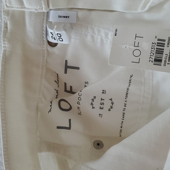 Loft Made and Loved Slim Pockets Skinny Button Seams White Sz. 24/00 - Picture 5 of 16